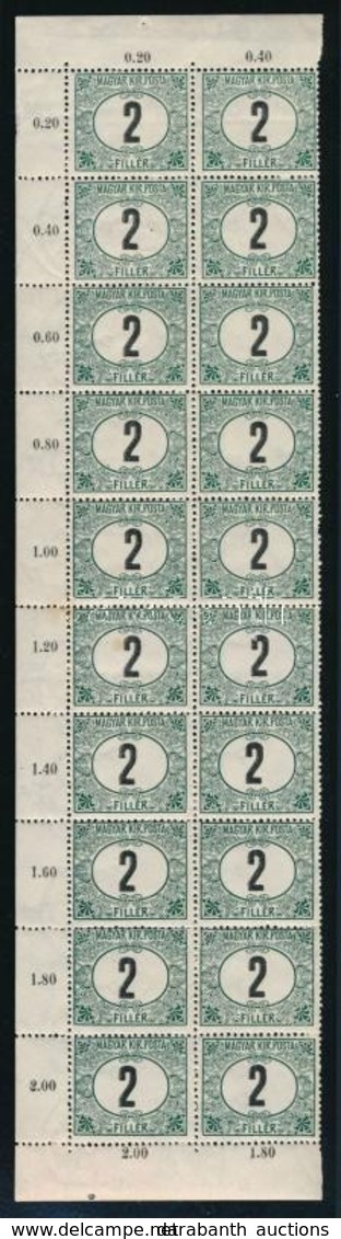 ** 1909 Portó 2f 20-as Tömb (8.000) (rozsdafoltok / Stain) - Other & Unclassified