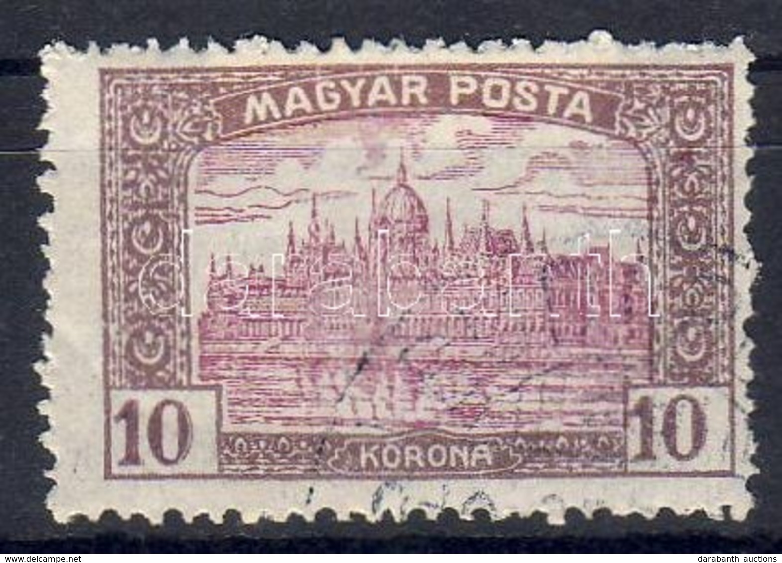 O 1919 Magyar Posta 10K Jobbra Tolódott Középrész + Balra Tolódott értékszámok - Other & Unclassified