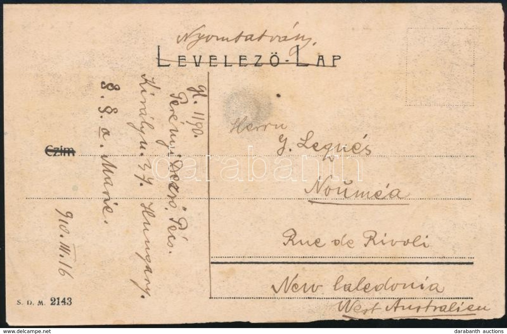 1910 TCV Képeslap 5f Bérmentesítéssel, Nyomtatványként Új-Kaledóniába (Nouméa), Francia Polinéziába Küldve - Other & Unclassified