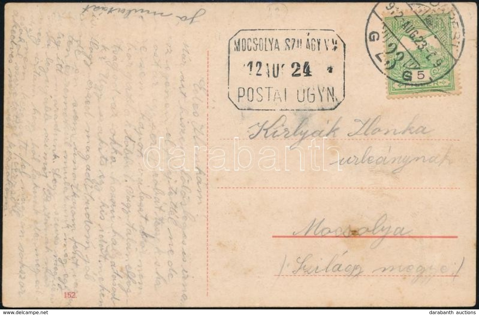1912 Képeslap MOCSOLYA SZILÁGY VM Postaügynökségi érkezési  Bélyegzéssel - Sonstige & Ohne Zuordnung