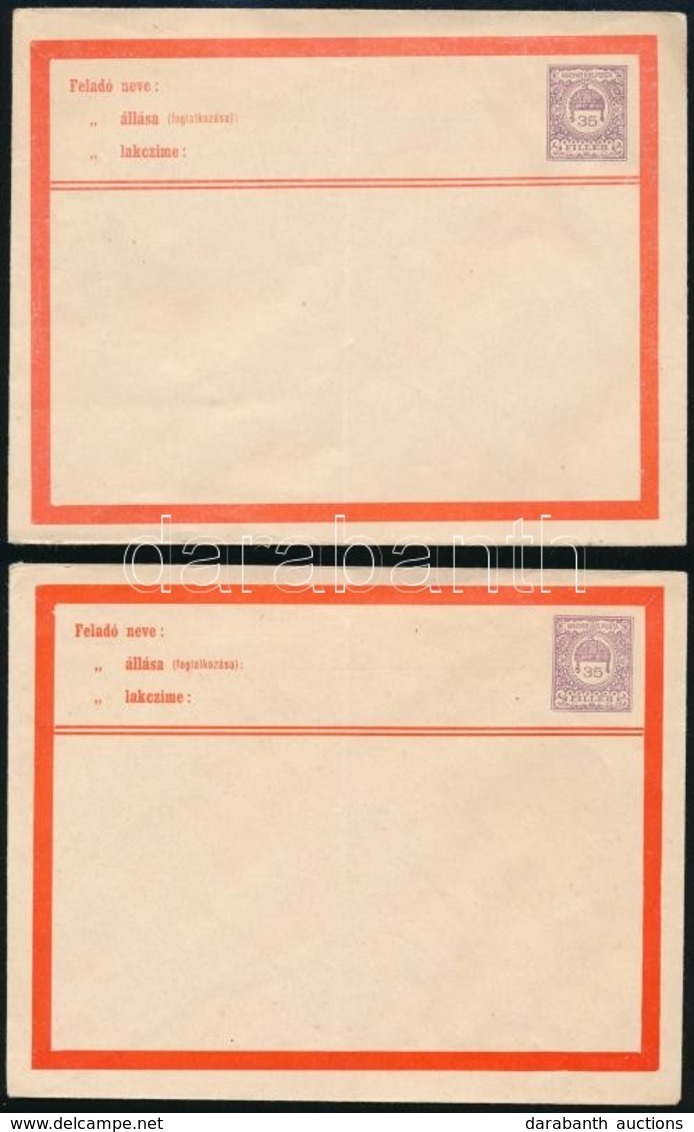 1913 2db 35f Magyar Ajánlott Boríték, Hajtott / Folded (4.000) - Other & Unclassified