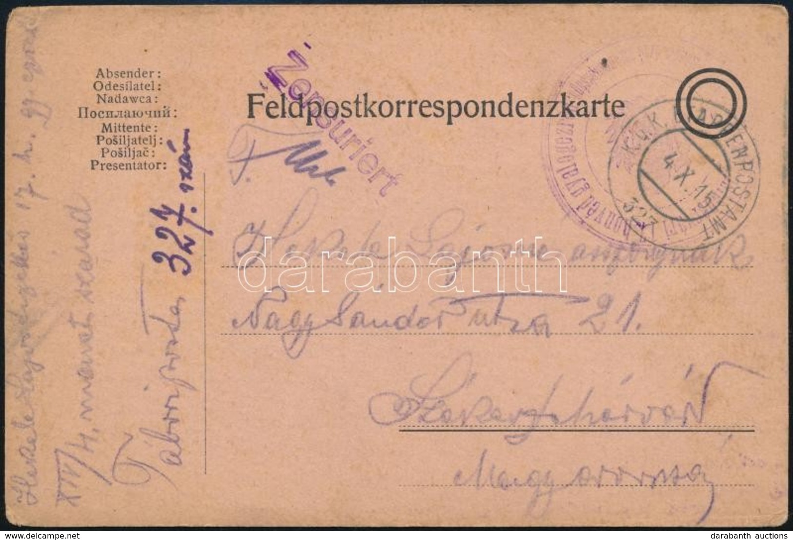 1915 Tábori Posta Levelezőlap / Field Postcard 'M.kir. Székesfehérvári 17. Honvéd Gyalogszázad' + 'EP 327' - Other & Unclassified