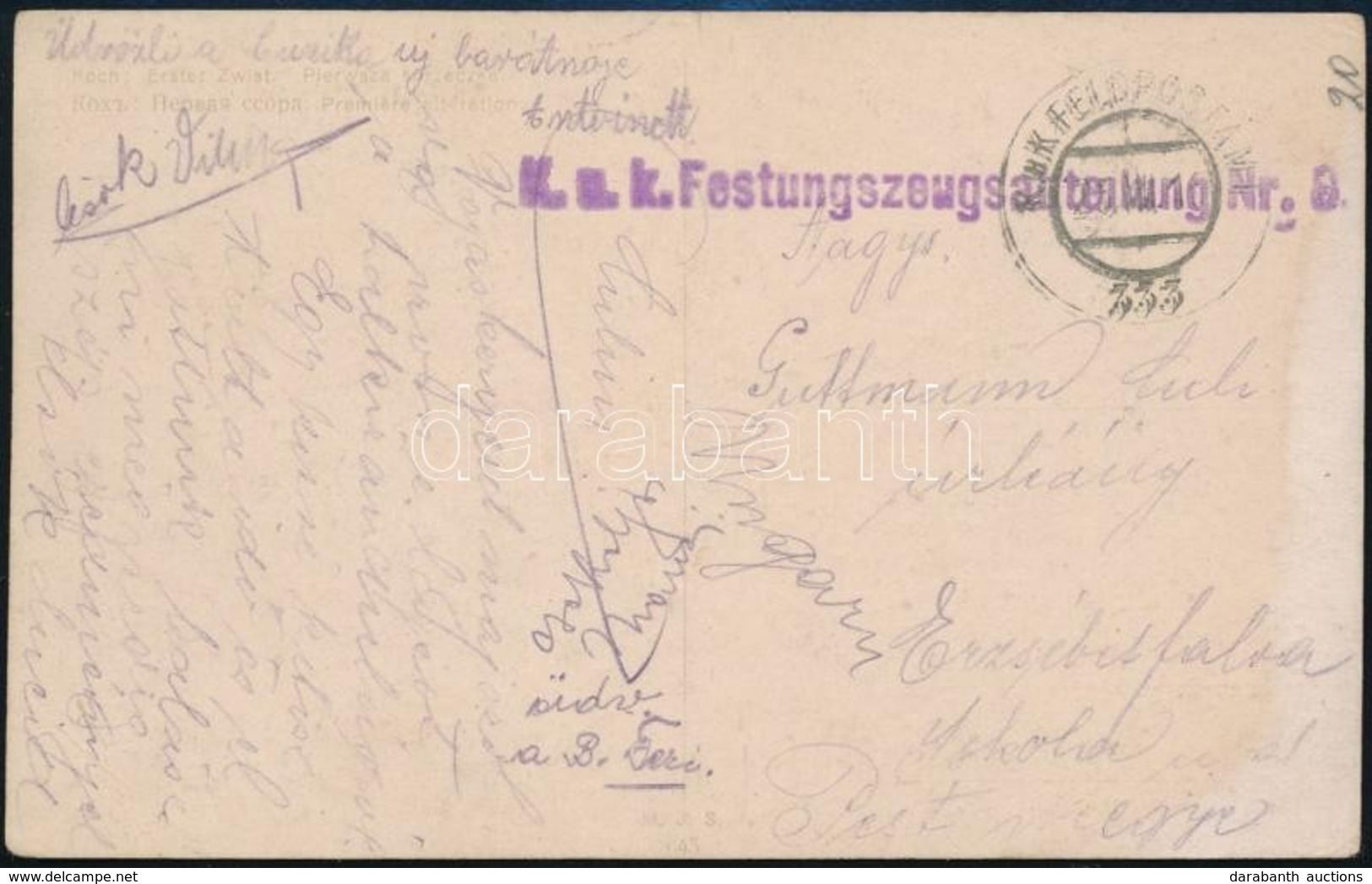 1916 Tábori Posta Képeslap 'K.u.k. Festungszeugsabteilung' + 'FP 333' - Andere & Zonder Classificatie