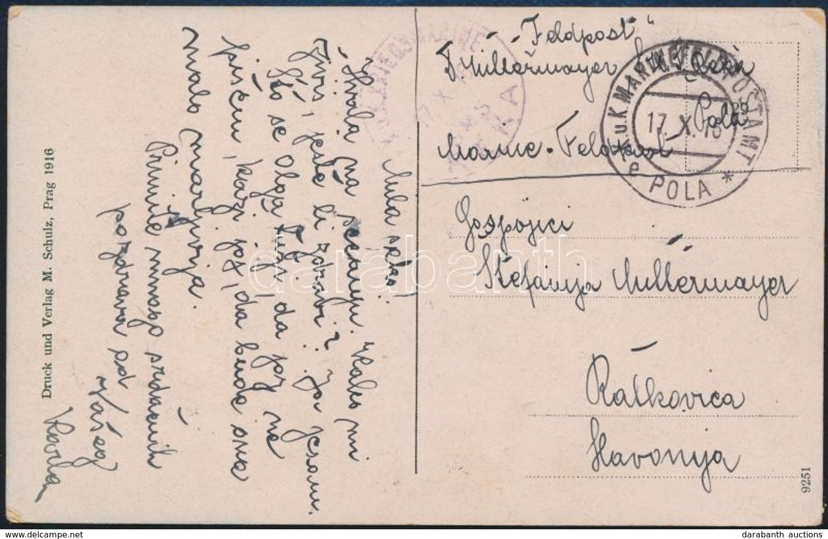 1916 Tábori Posta Képeslap 'S.M.S. RÉKA' + 'MFP Pola E' - Other & Unclassified