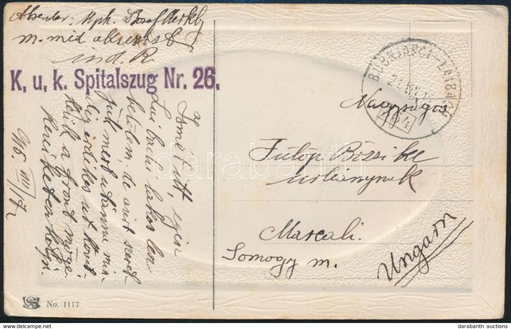 1915 Tábori Posta Képeslap 'K.u.k. Spitalszug Nr. 26.' + 'BUBJNORCI-LAIBACH 344' Mozgóposta Bélyegzéssel - Sonstige & Ohne Zuordnung