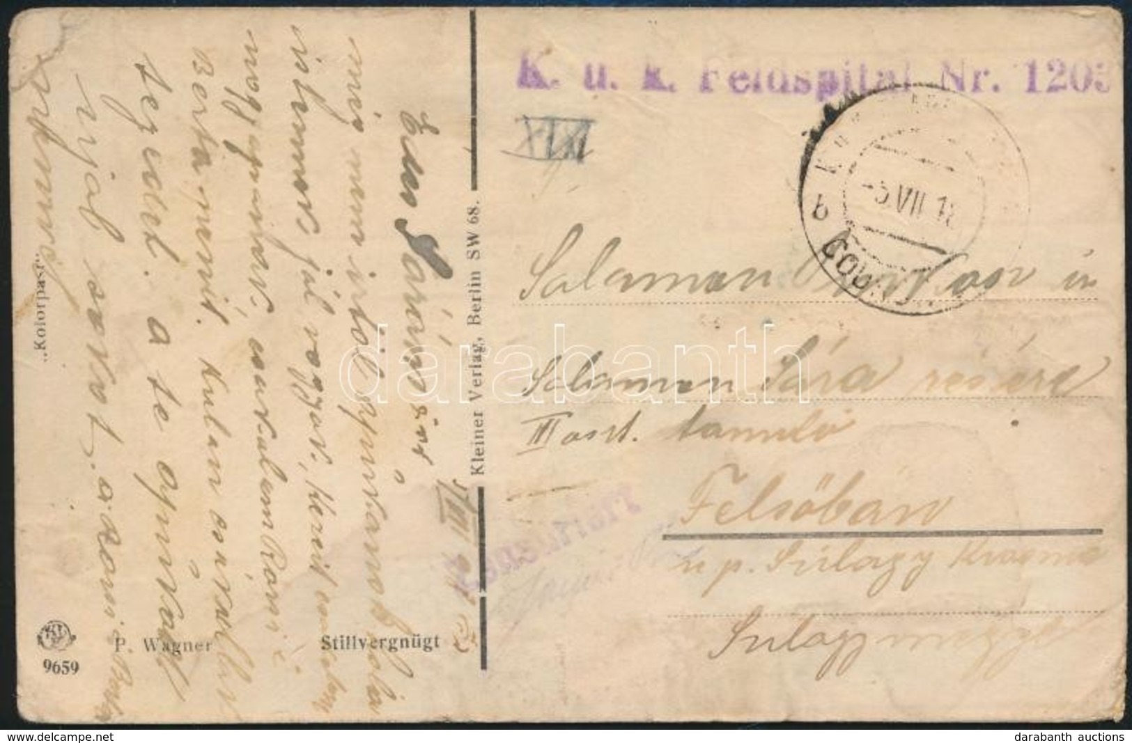 1918 Tábori Posta Képeslap 'K.u.k Feldspital Nr. 1203' + 'EP COD(ROIPO)b' - Other & Unclassified