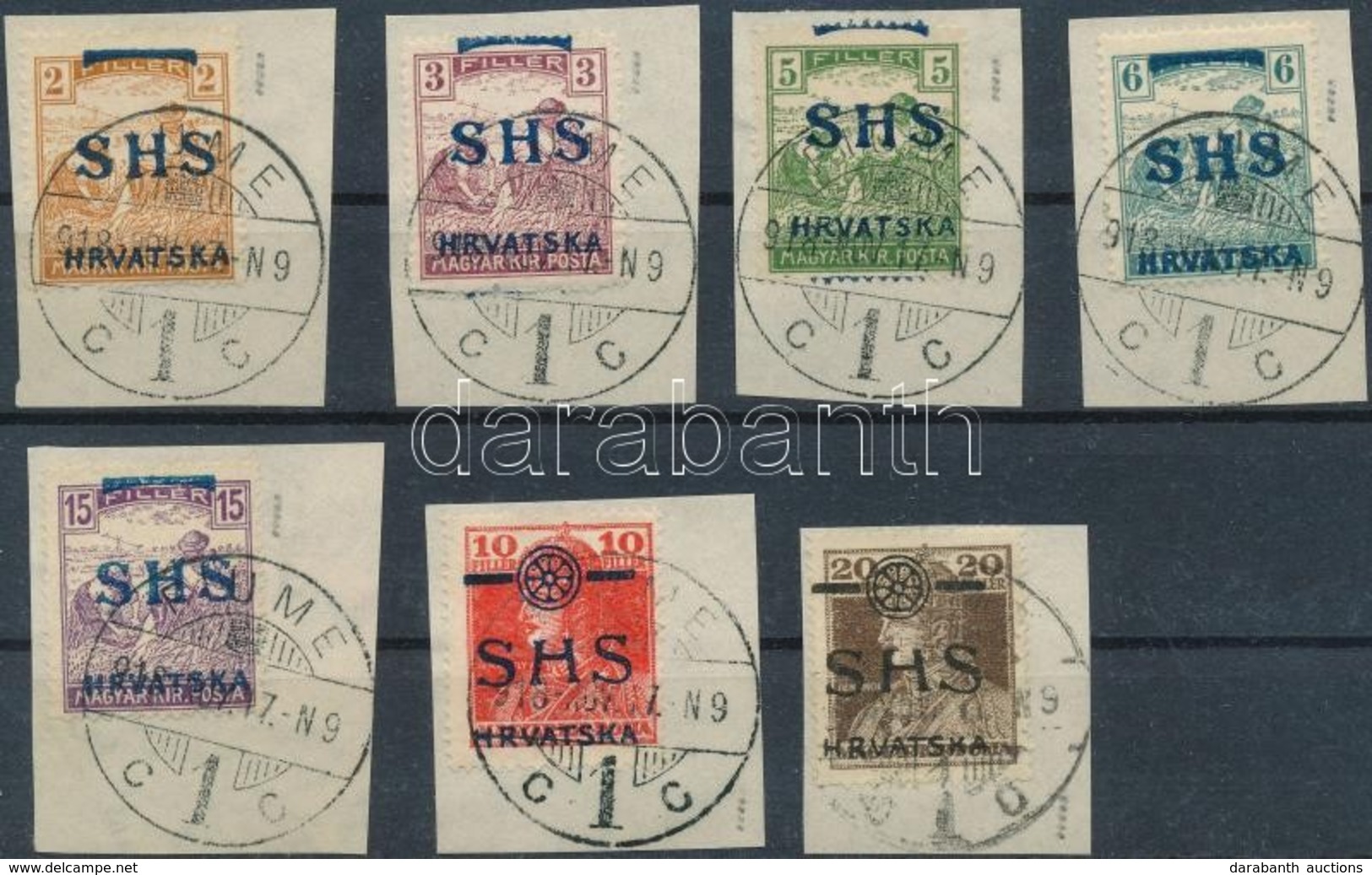 SHS 1918 7 Klf Bélyeg Kivágásokon (17.500) / 7 Different Stamps, Signed: Bodor - Other & Unclassified