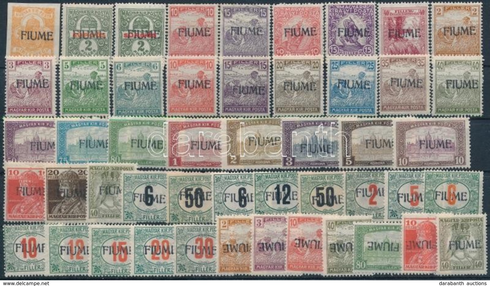 ** 1919 Fiume 49 Db Posta Tiszta Bélyeg, Ebből 7 Db Tévnyomat (garancia Nélkül) - Other & Unclassified