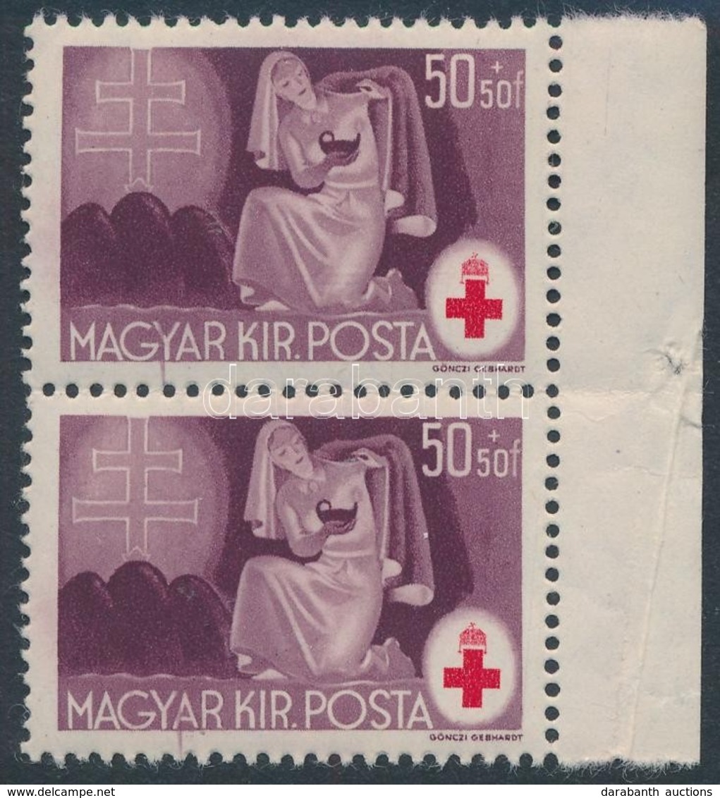 ** 1944 Vöröskereszt (III.) 50f Párban, Mindkét Bélyegnél A Magyar Felirat Alatt Csík - Sonstige & Ohne Zuordnung