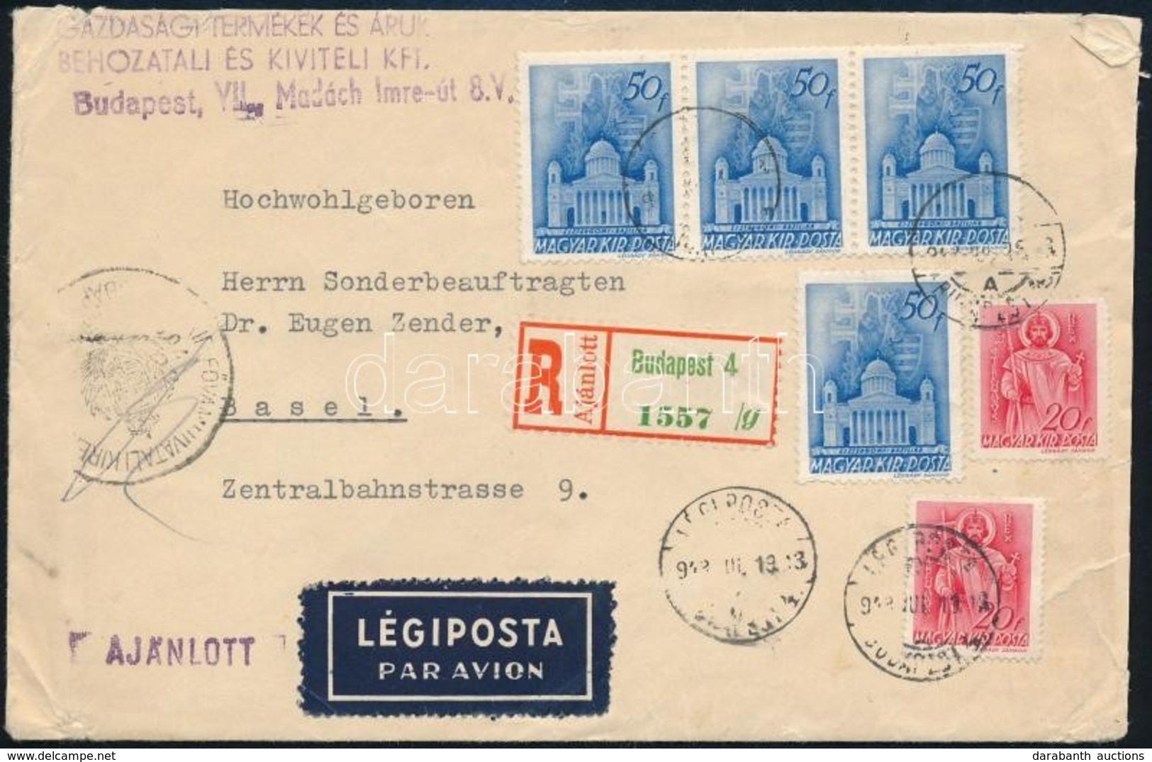 1943 Ajánlott Légi Levél Svájcba - Other & Unclassified