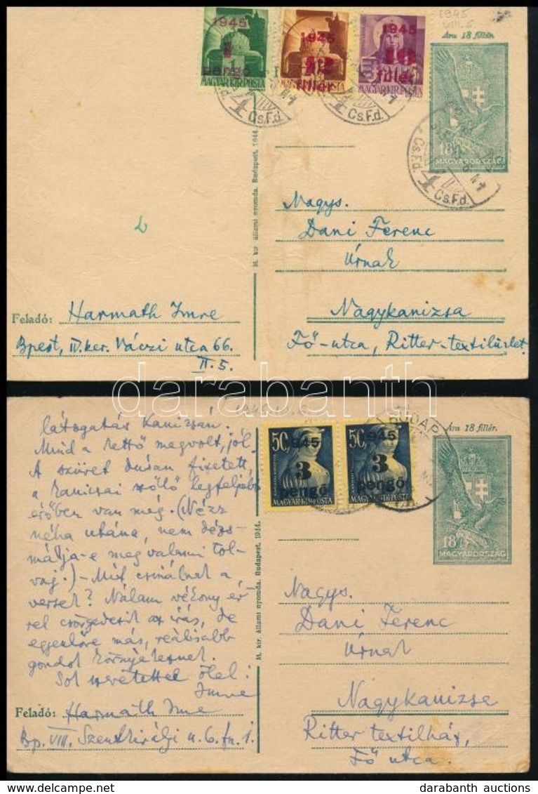 1945 2 Db Inflációs Levelezőlap 'BUDAPEST' - Nagykanizsa - Other & Unclassified