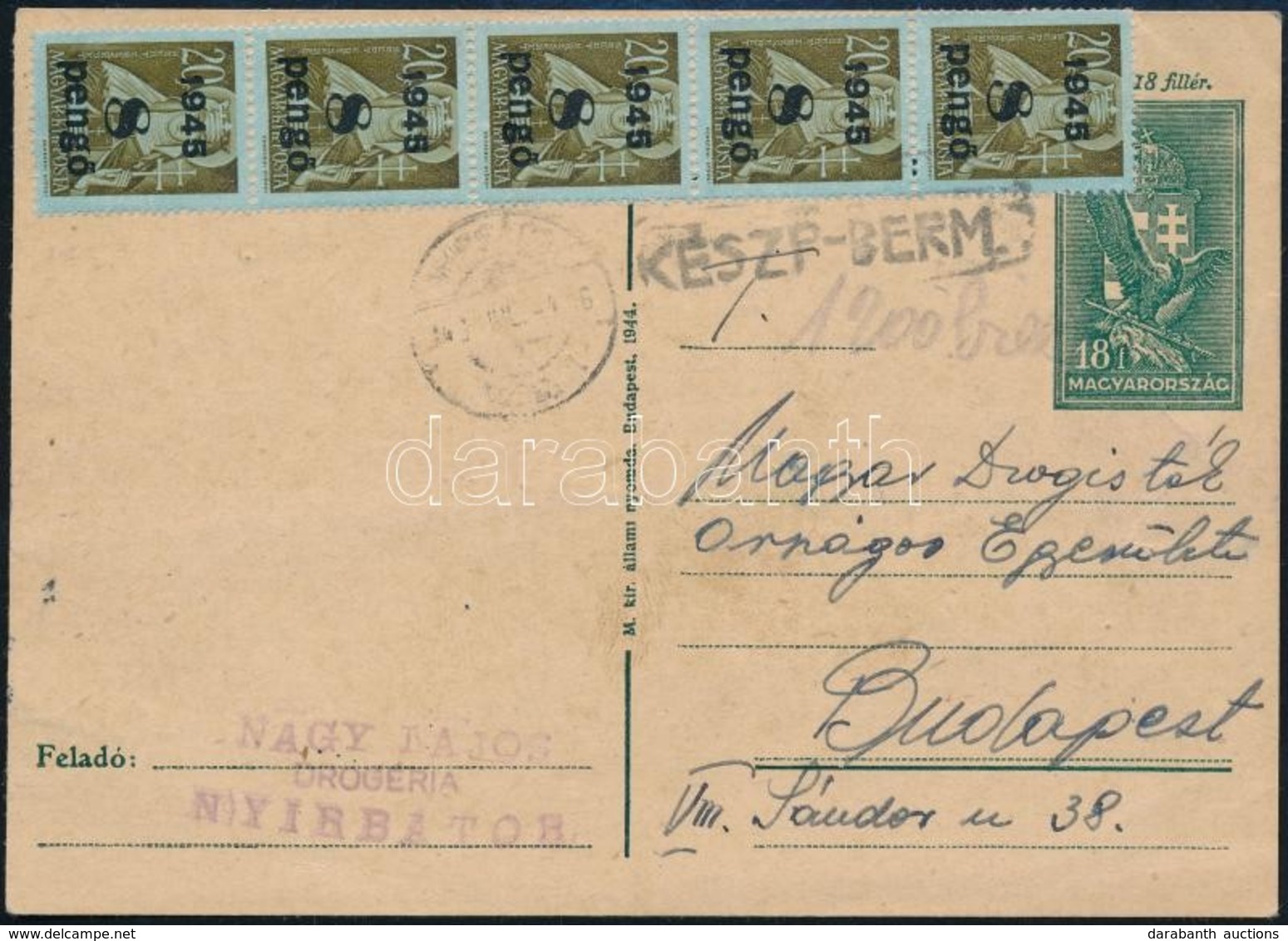 1946 (23. Díjszabás) Díjjegyes Levelezőlap 1200 Billió Készpénzes Bérmentesítéssel Nyírbátorból Budapestre, A Díjszabás  - Other & Unclassified