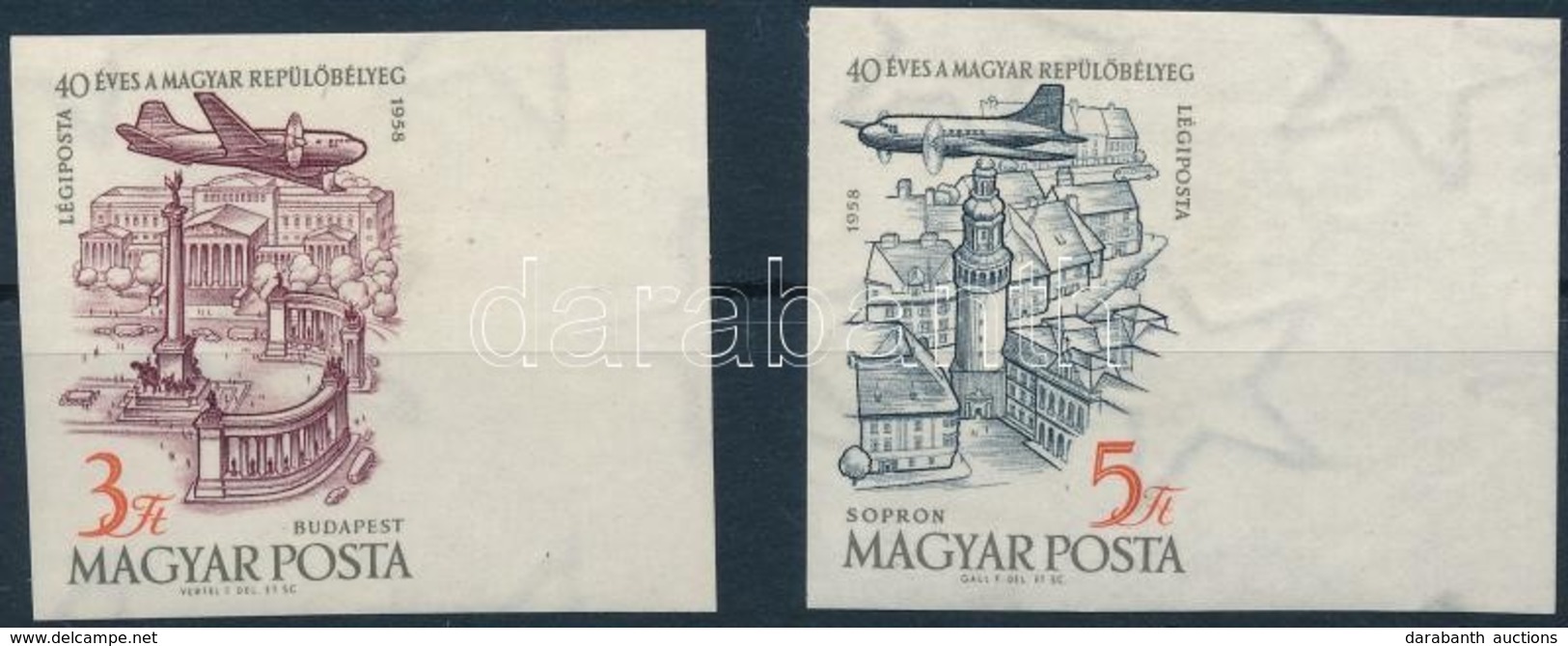 ** 1958 40 éves A Magyar Repülőbélyeg ívszéli Vágott Sor (5.000) - Other & Unclassified