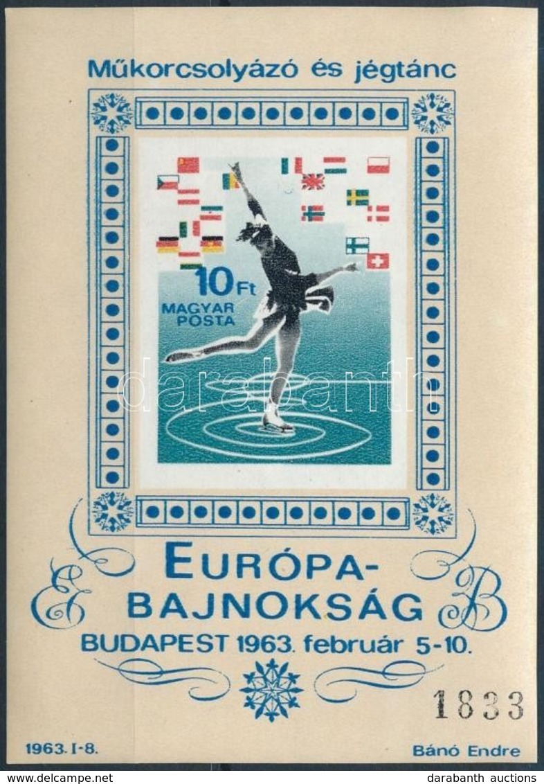 ** 1963 Jégtánc EB Vágott Blokk (16.000) - Sonstige & Ohne Zuordnung