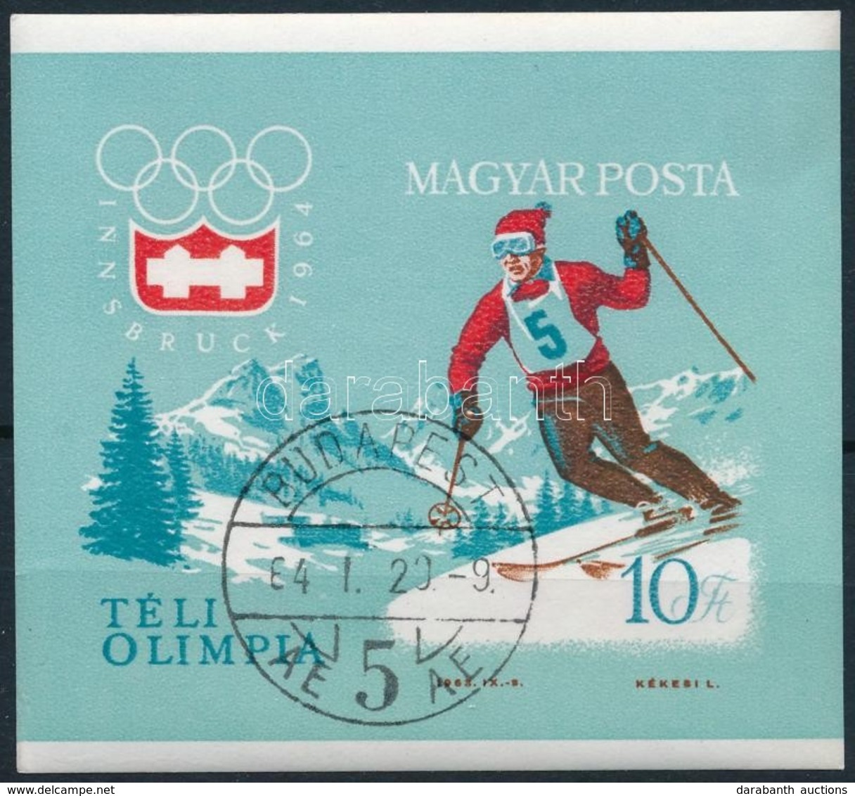 O 1964 Téli Olimpia (II.) - Innsbruck Vágott Blokk (6.000) - Other & Unclassified