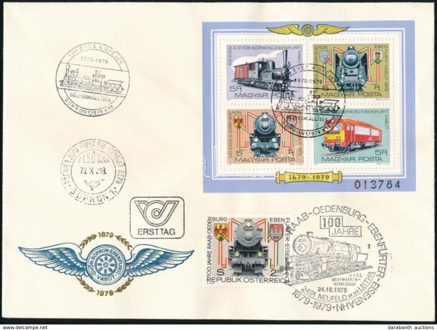 ** 1979 100 éves A GYSEV Sor és Blokk + 4 FDC, Meghívó Stb. + Osztrák GYSEV Négyestömb - Other & Unclassified