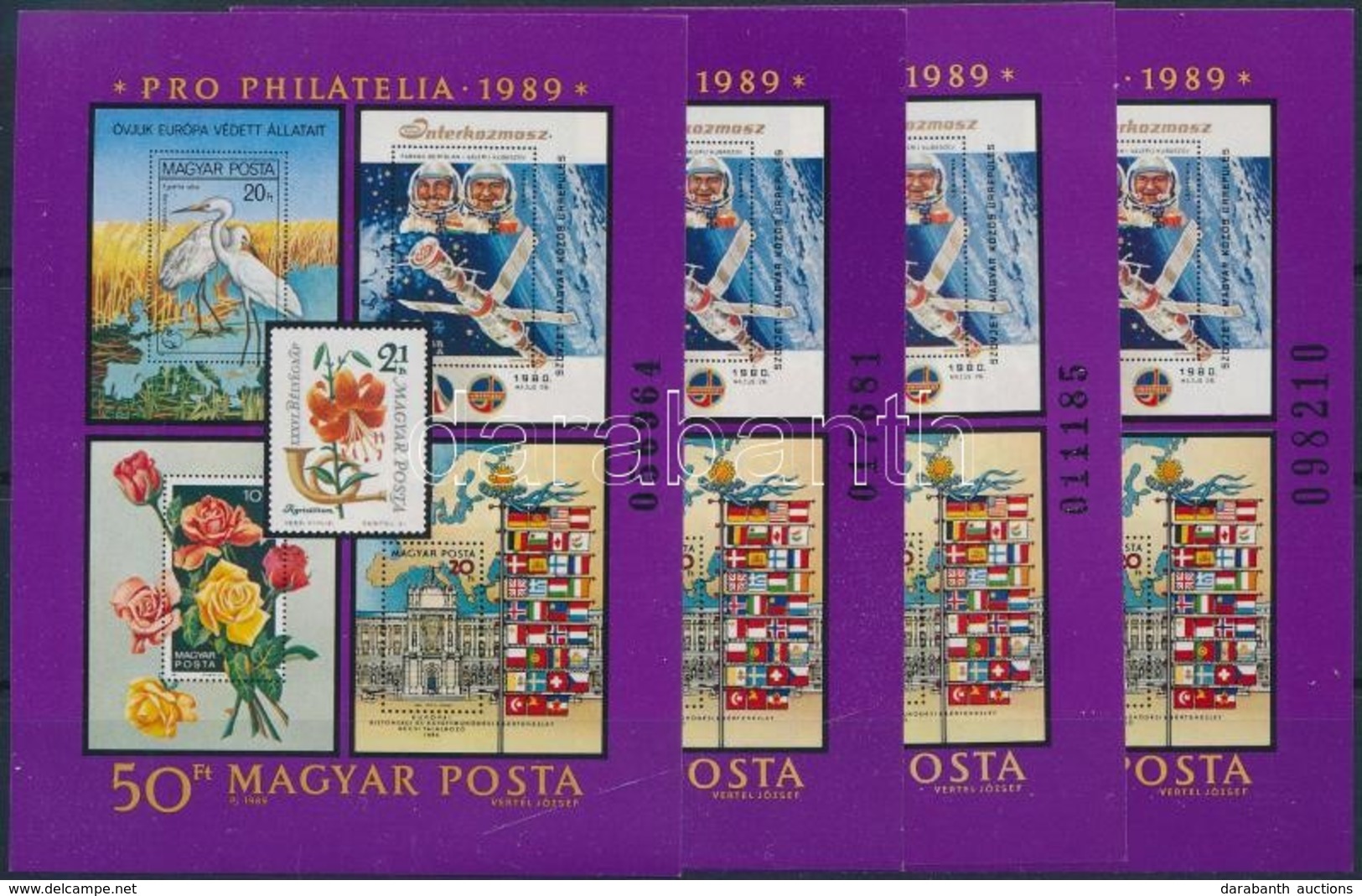 ** 1989 Pro Philatelia Blokk 4 Mm + 3 Blokk 3 Mm Magas Sorszámmal (8.700) - Other & Unclassified