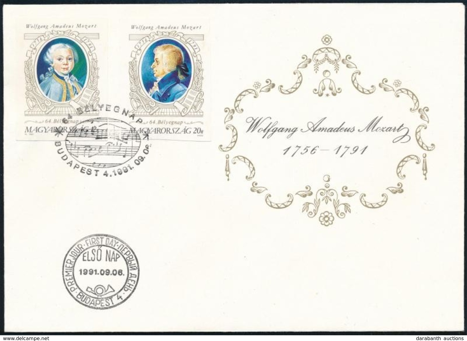 1991 Mozart Vágott Sor FDC-n - Other & Unclassified