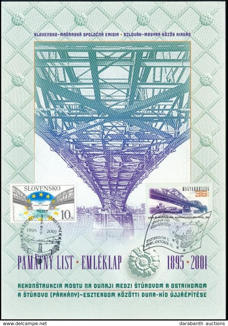 2001 Mária Valéria Duna-híd Emléklap Szlovák és Magyar Bélyeggel - Other & Unclassified