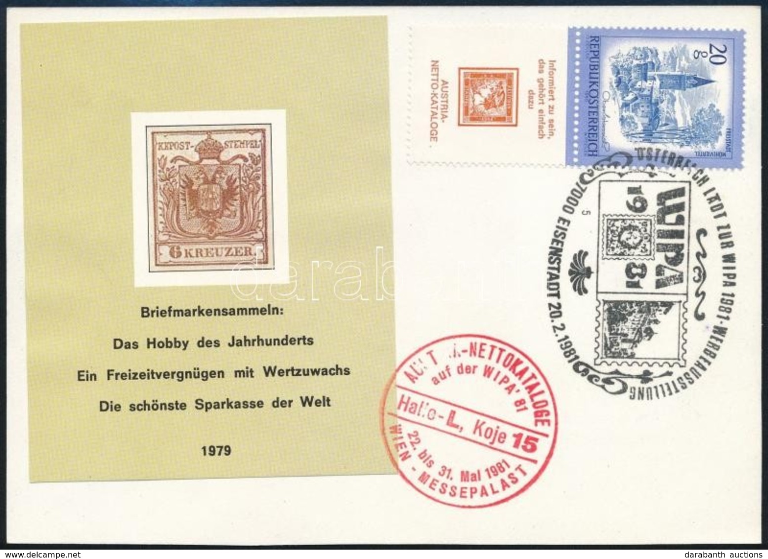 1979. 1850 6 Kr Osztrák Emlékív Alkalmi Levelezőlapon - Sonstige & Ohne Zuordnung