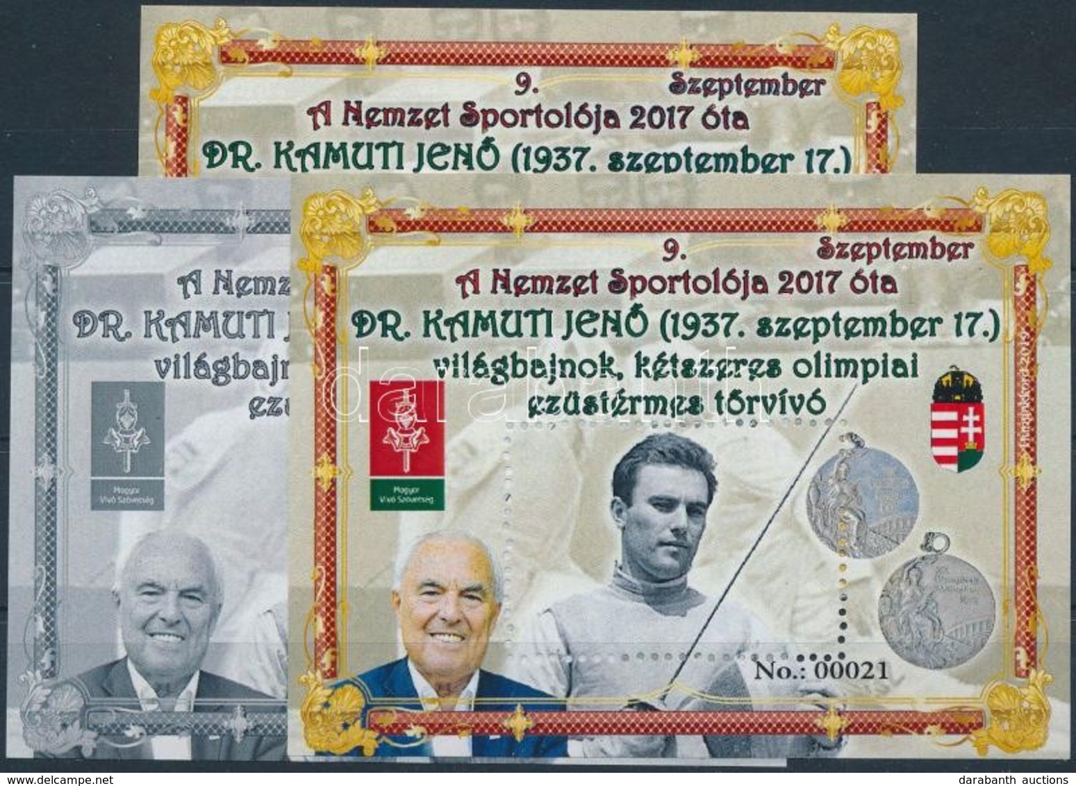 ** 2019 9. A Nemzet Sportolója, Dr. Kamuti Jenő Emlékív Garnitúra (3 Db) No.: 00021 - Other & Unclassified