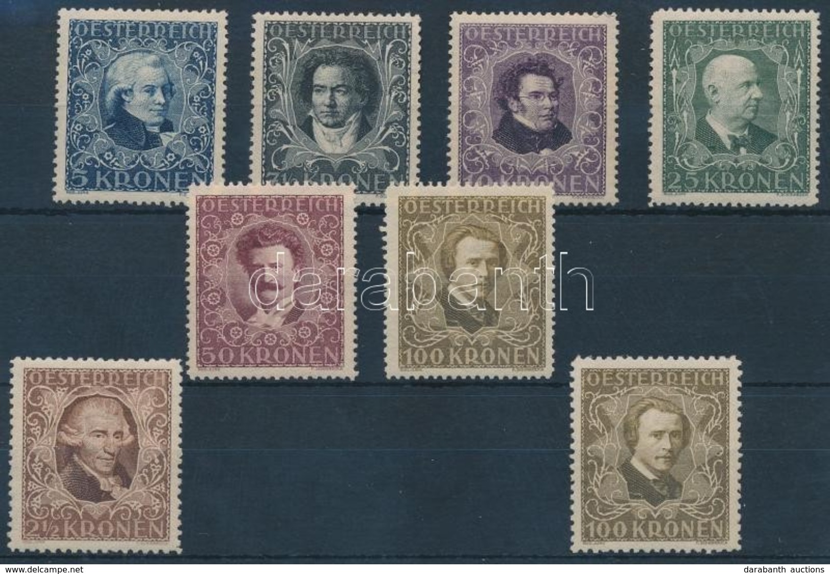 * 1922 Zeneszerzők Sor Vegyes Fogazással Mi 418 B, 419-424 A, 424 B - Other & Unclassified