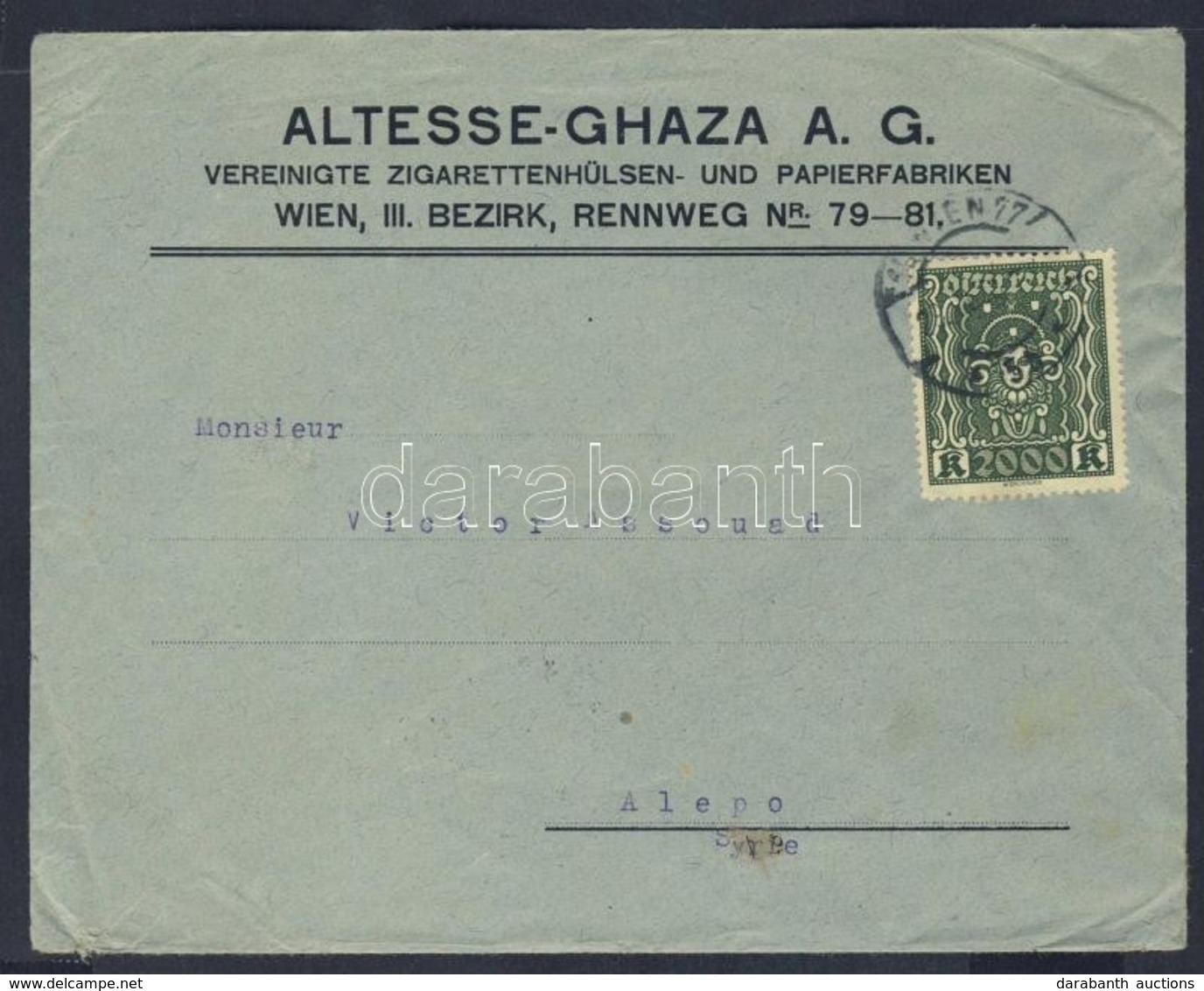 1923 (11. Díjszabás) Levél Szíriába - Other & Unclassified