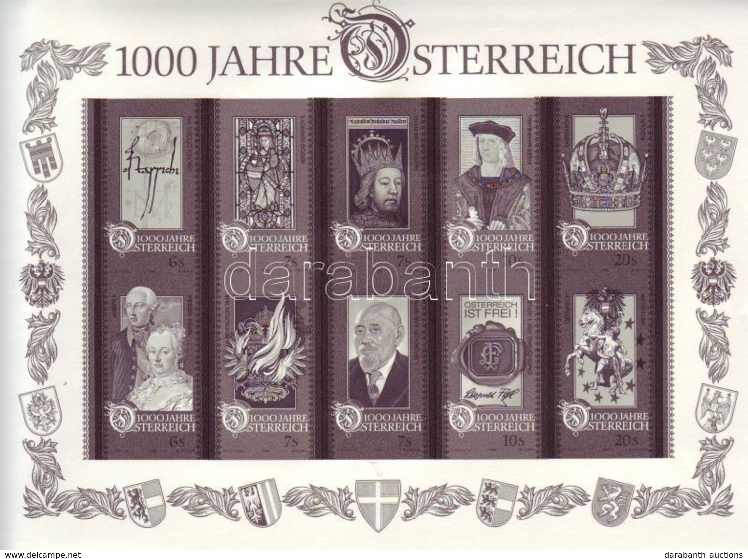 ** 1996 1000 éves Ausztria Blokk Mi 12 Vágott Feketenyomat (példányszám 2.100db) - Other & Unclassified