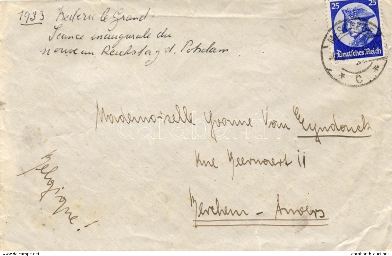 1933 Levél Belgiumba / Mi 481 Single Franking On Cover To Belgium - Other & Unclassified