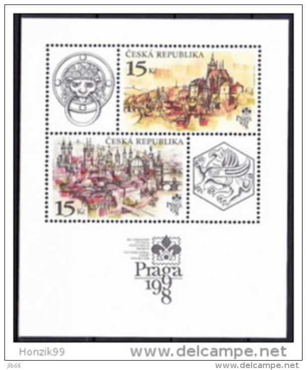 1997 BF 4 Praga 1998 Château De Prague Et Vieille Ville Et Ponts Sur La Vltava - Blocs-feuillets