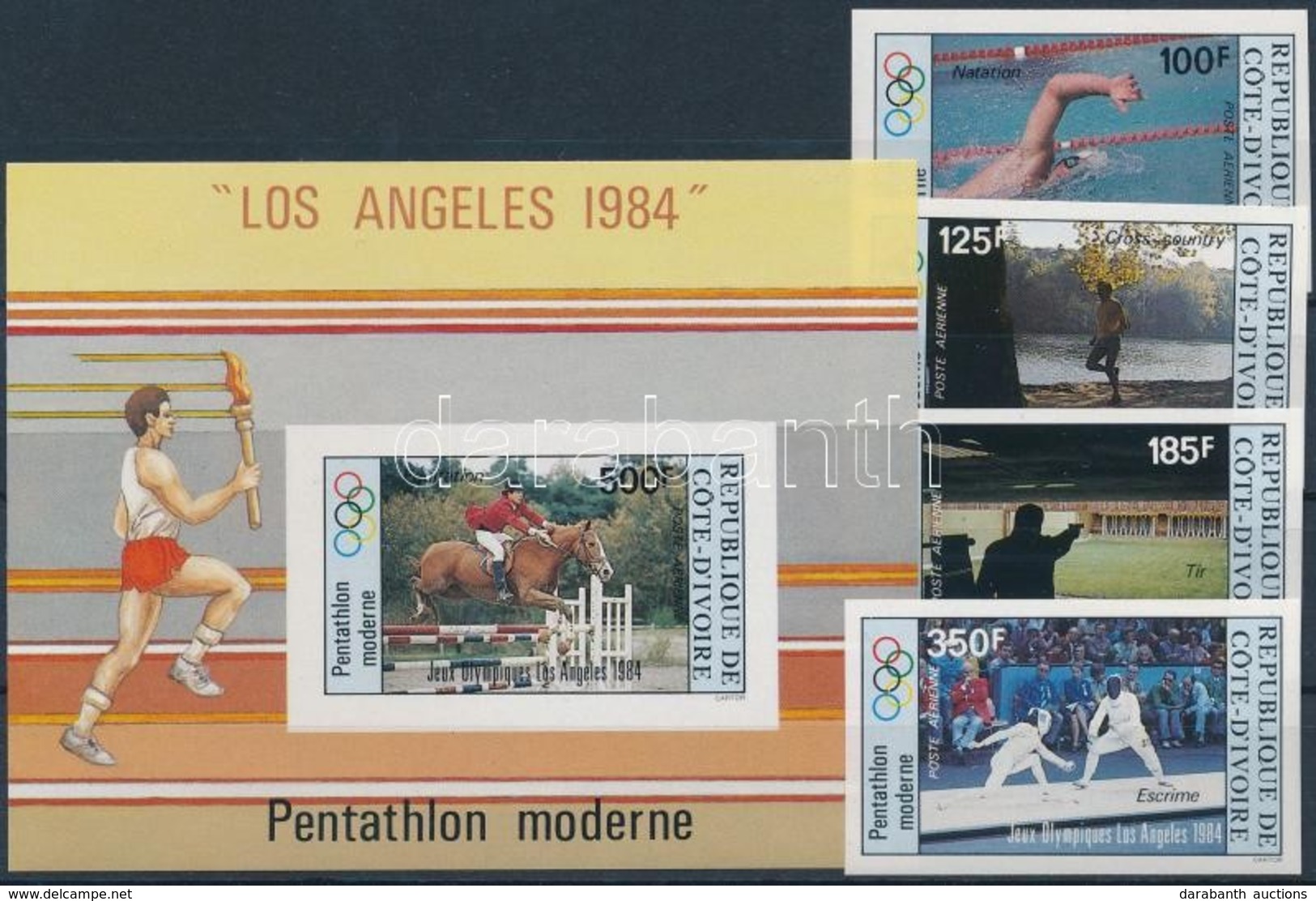 ** 1984 Los Angeles-i Olimpia Vágott Sor Mi 812-816 + Vágott Blokk 26 - Other & Unclassified