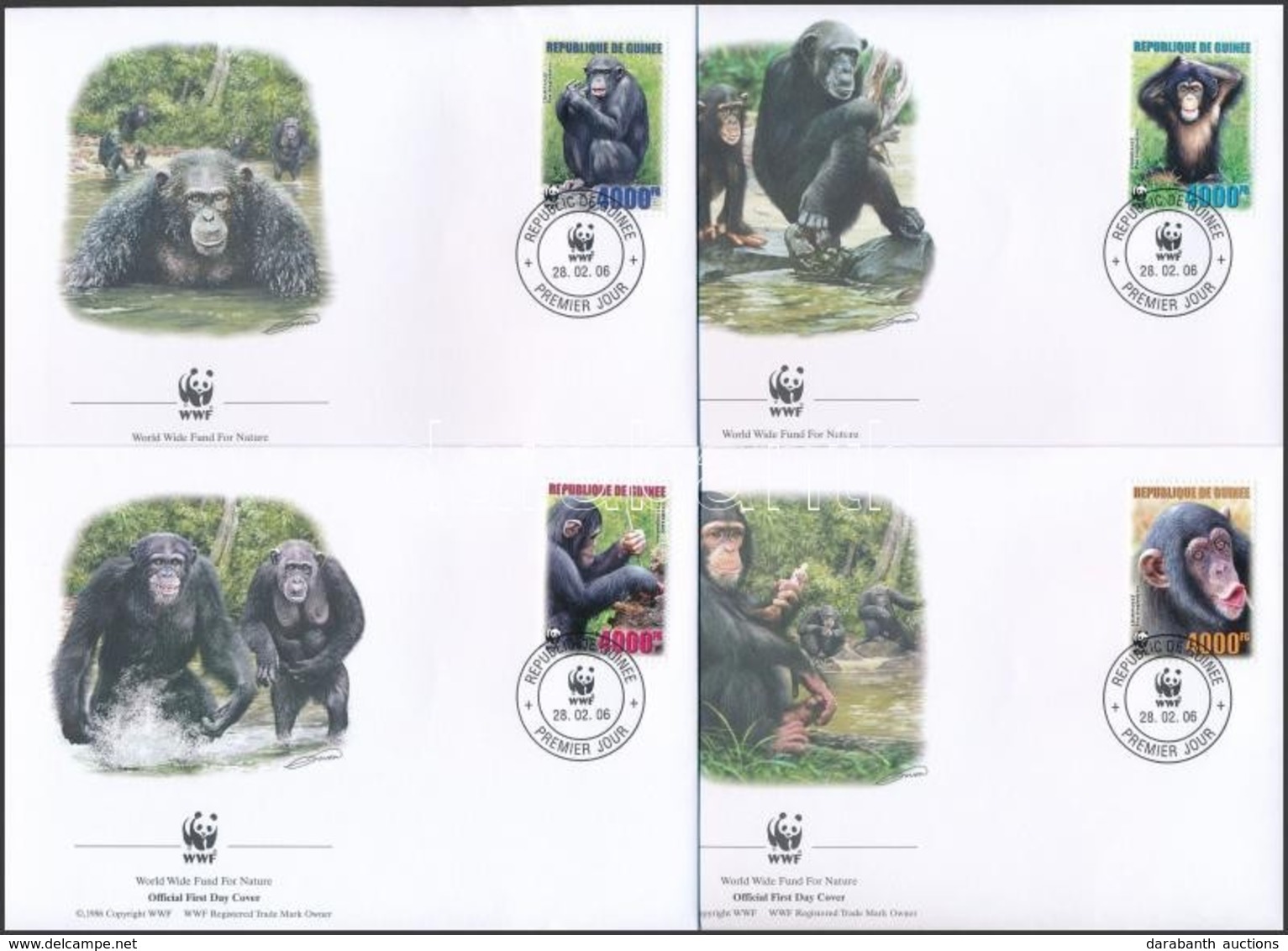 2006 WWF: Csimpánz Sor 4 Db FDC-N Mi 4222-4225 - Sonstige & Ohne Zuordnung