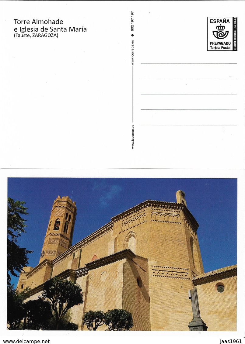 SPAIN. POSTAL STATIONARY. SANTA MARIA CHURCH. TOWER. TAUSTE (ZARAGOZA) - 1931-....