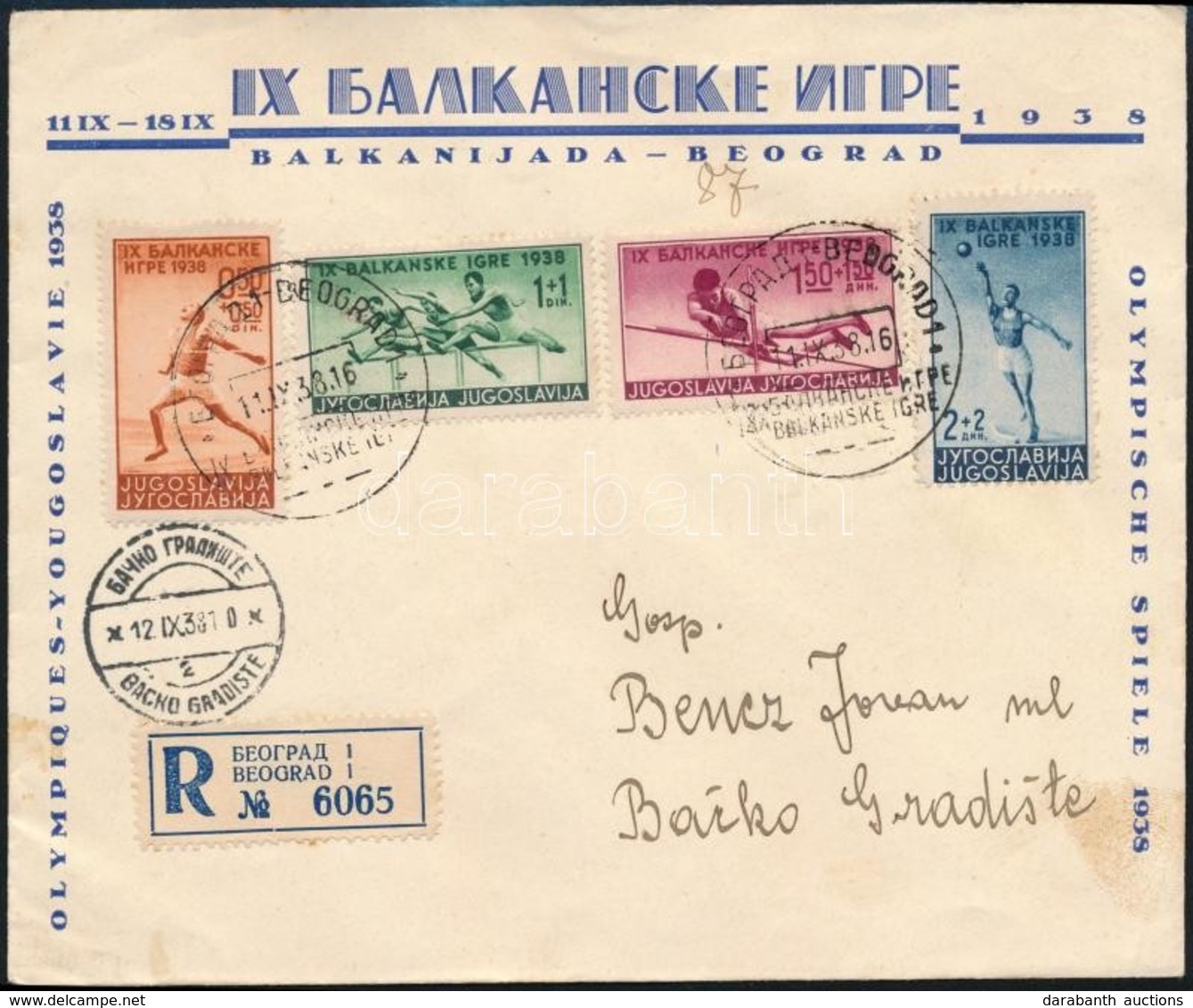 1938 Balkáni Játékok Ajánlott FDC / Mi 362-365 Registered FDC - Other & Unclassified