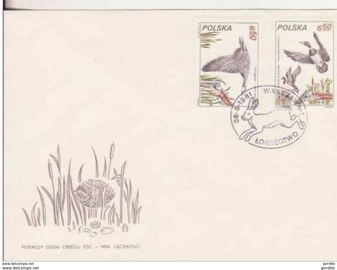 FDC Pologne 1981 Canard Lièvre. - Canards