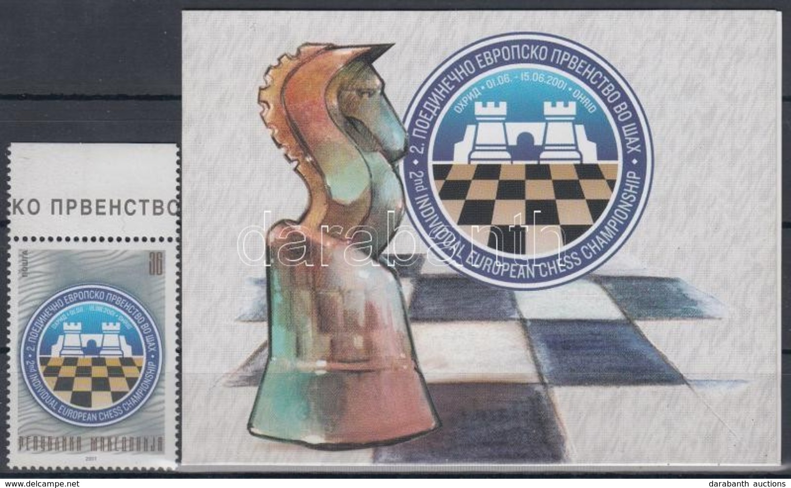 ** 2001 Sakk Európa-bajnokság ívszéli Bélyeg + Bélyegfüzet, Benne Kisív Mi 231 - Other & Unclassified