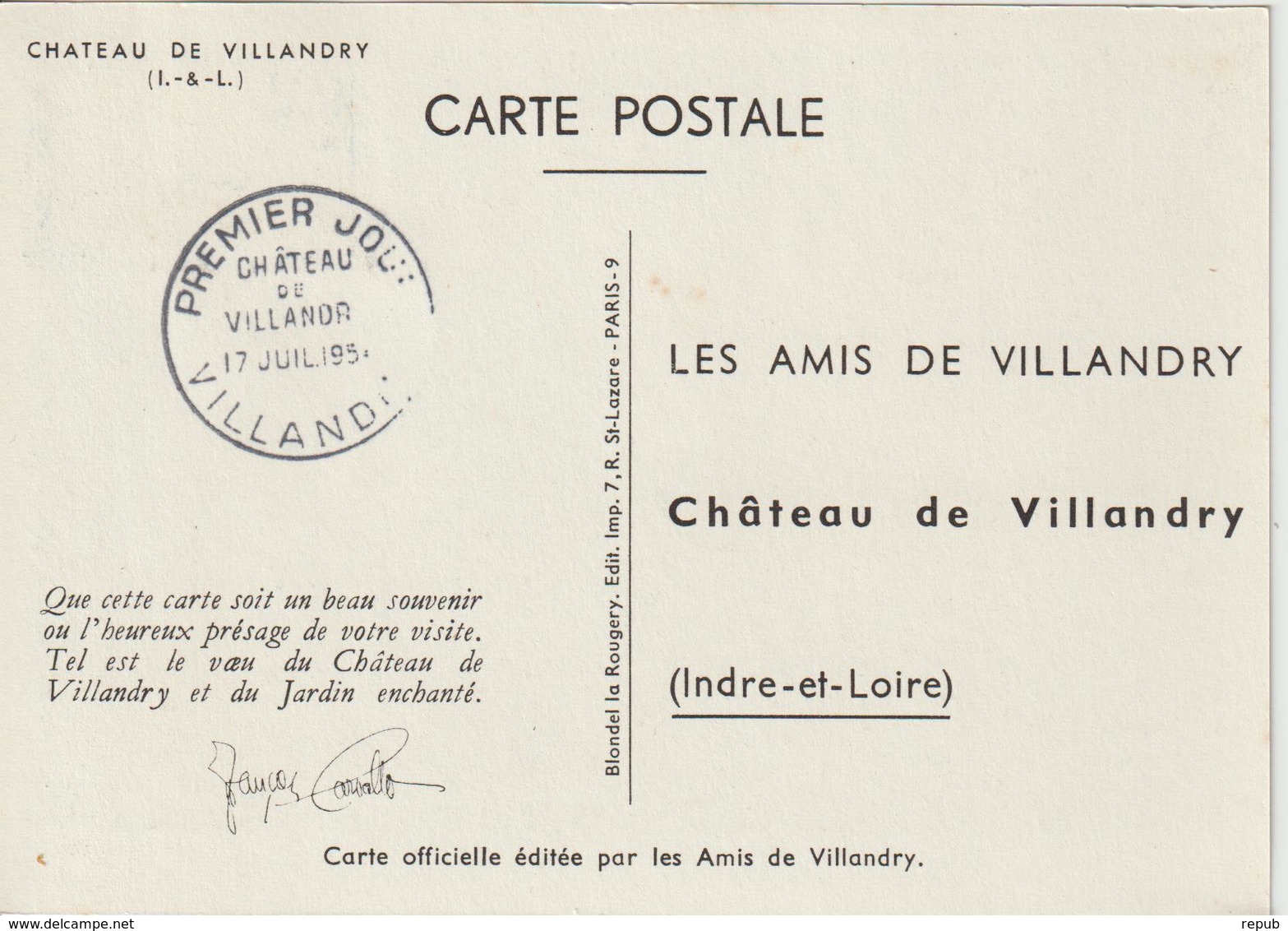 France Carte Maximum 1954 Chateau De Villandry 995 - 1950-1959