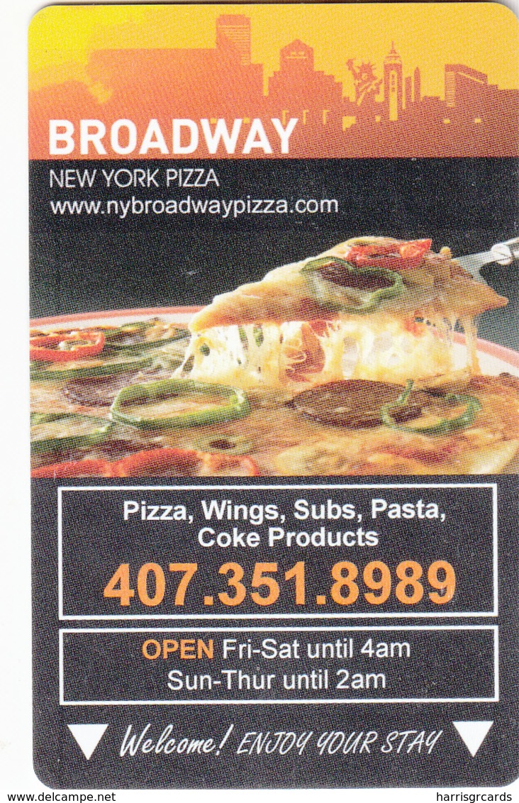 USA Hotel Keycard - BROADWAY NEW YORK PIZZA ,COCA COLA ADVERTISEMENT ON THE BACK ,used - Hotelkarten