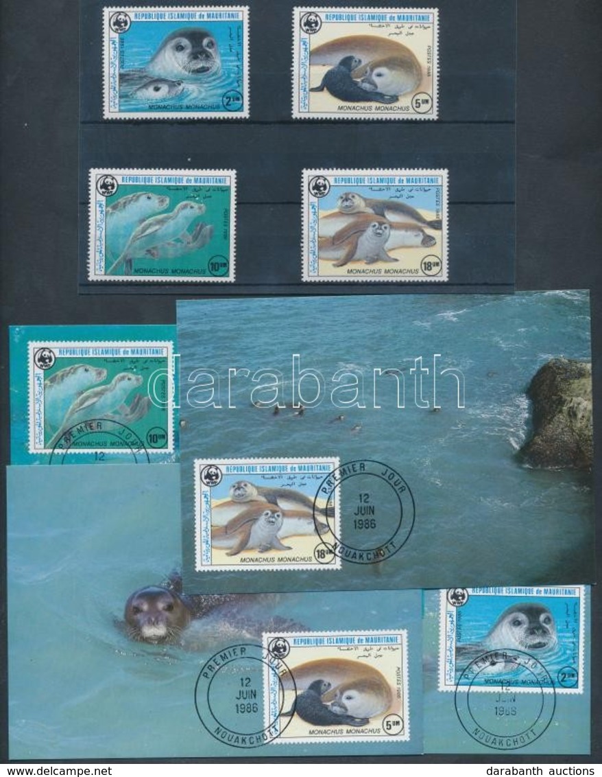 ** 1986 WWF Mediterrrán Barátfóka Sor Mi 871-874 + CM + 4 FDC-n - Otros & Sin Clasificación