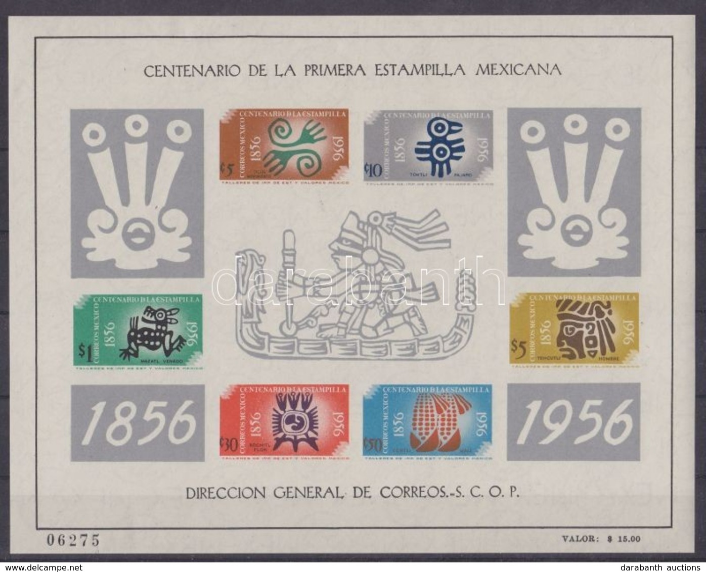 ** 1956 100 éves A Mexikói Bélyeg Mi Blokk 1 (gumihiba) - Other & Unclassified