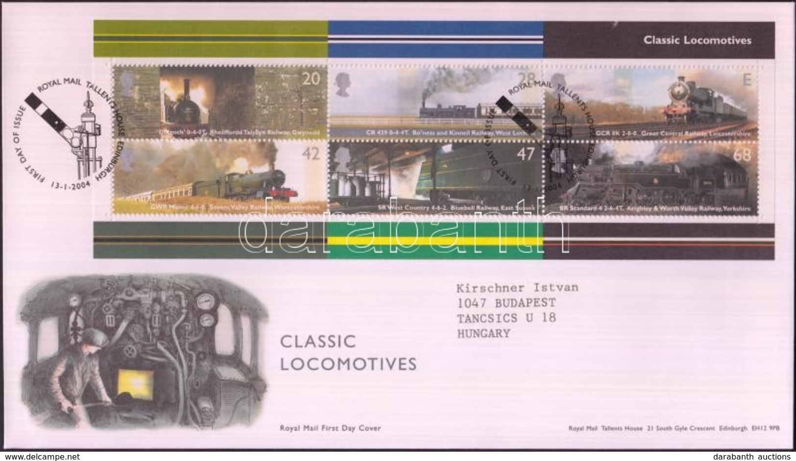 2004 Történelmi Vonatok Blokk Mi 18 FDC-n - Other & Unclassified