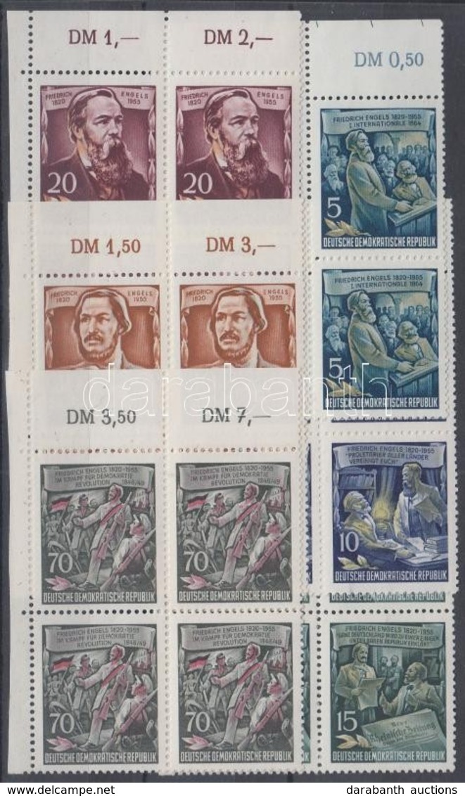 ** 1955 Friedrich Engels Halának 60. évfordulója 6 ívsarki Négyestömb (sor) Mi 485-490 - Other & Unclassified