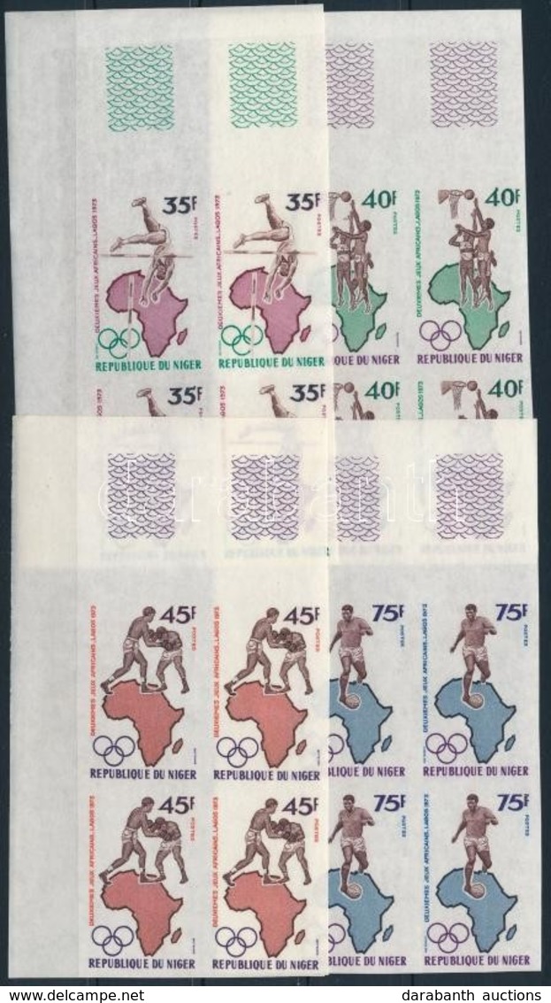 ** 1973 Afrikai Sportjátékok Lagos Vágott ívsarki Négyes Tömbök Mi 358-361 - Sonstige & Ohne Zuordnung