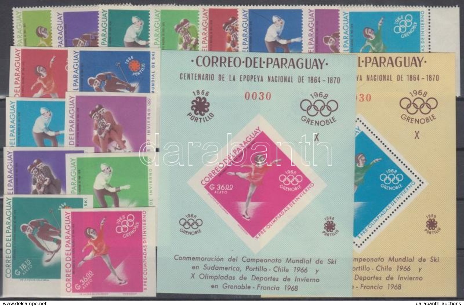 ** 1966 Téli Olimpia, Grenoble Fogazott és Vágott Sor Mi 1634-1649 + Blokksor 91-92 - Other & Unclassified