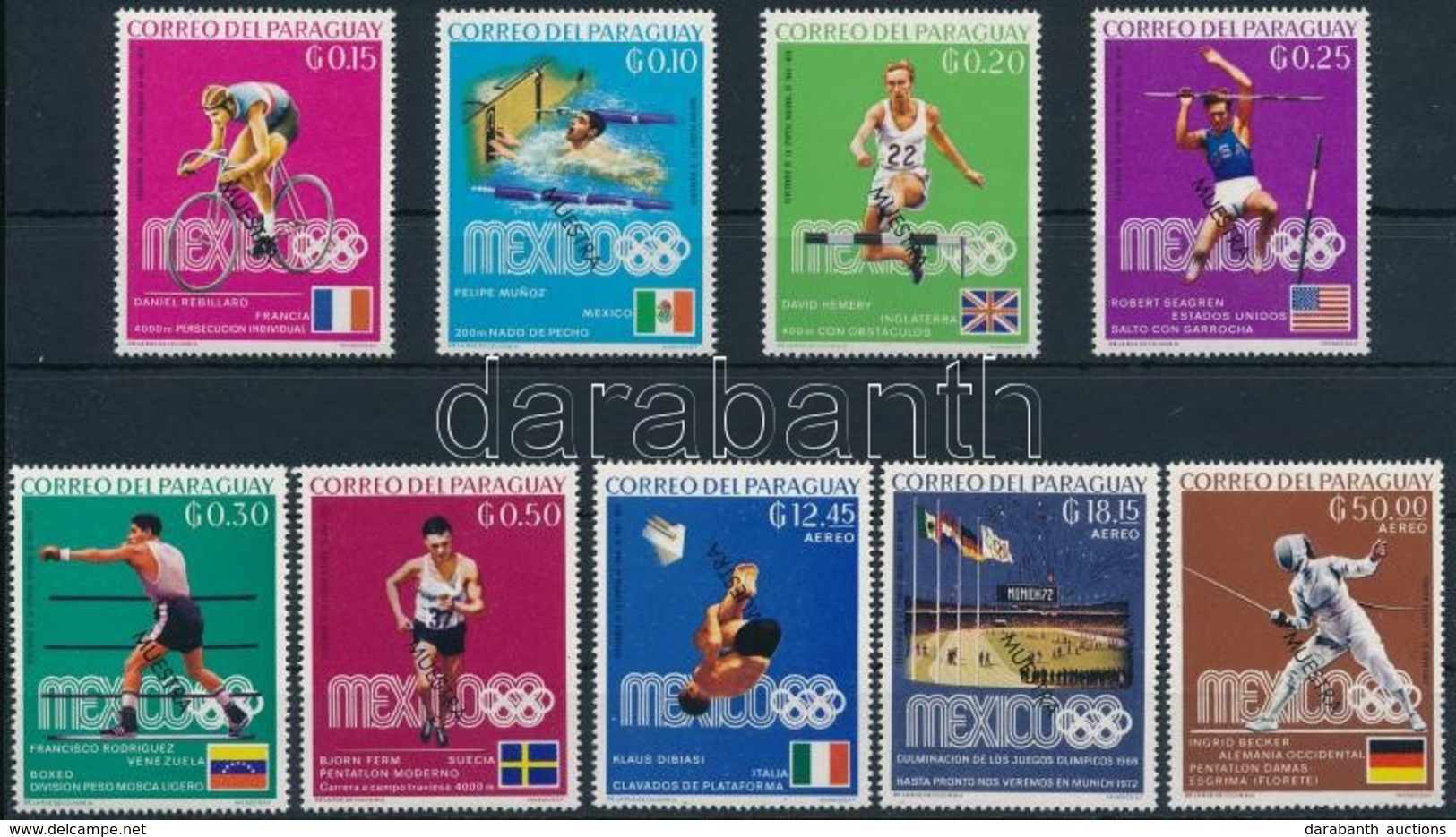 ** 1969 Nyári Olimpiai Játékok Aranyérmesei, Mexikó Sor Mi 1883-1891 + Vágott Blokksor Mi 118-120 MUESTRA - Sonstige & Ohne Zuordnung