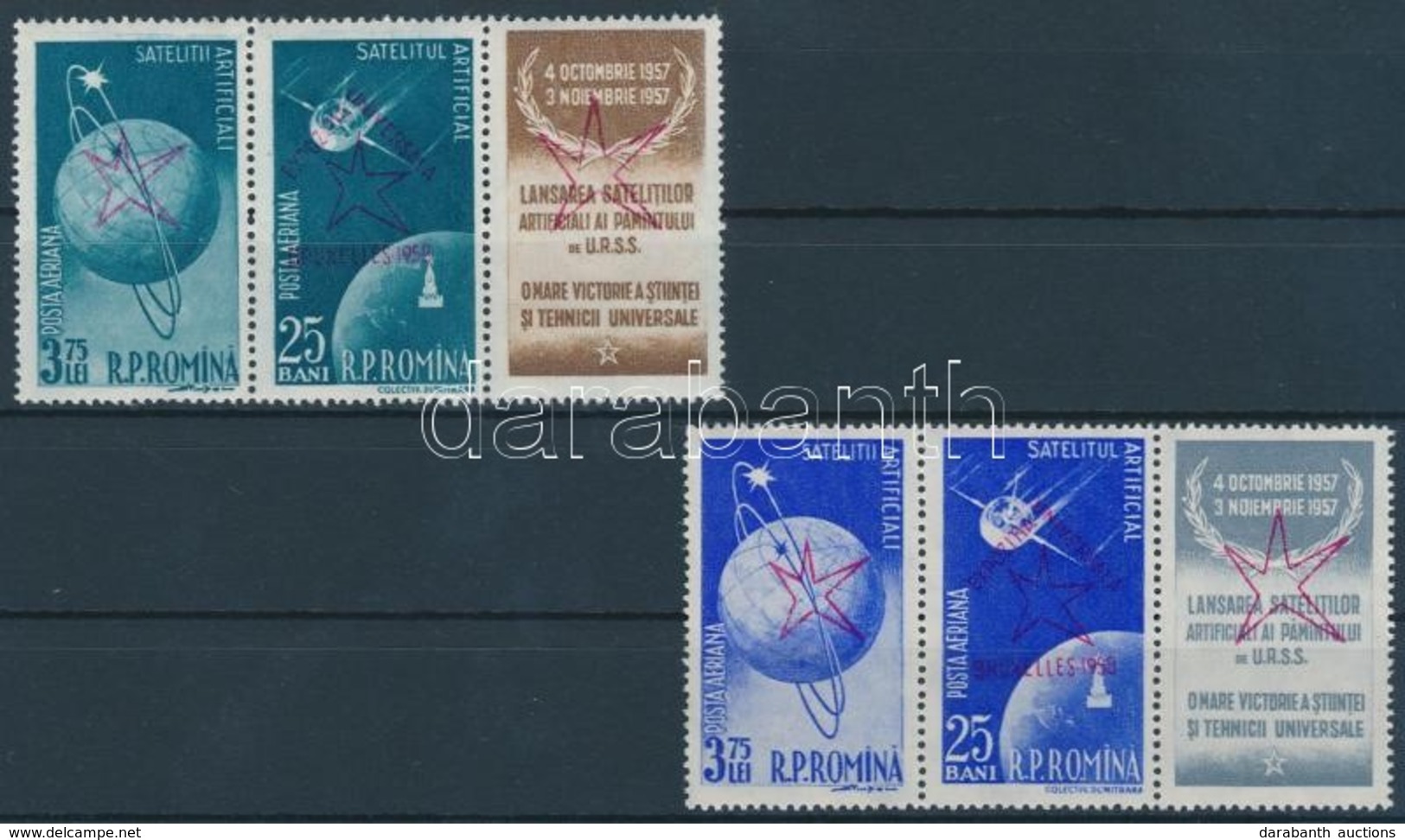 ** * 1958 Brüsszeli Világkiállítás Sor Hármascsíkokban Mi 1717-1720 (Mi 1717, 1718 Falcos) - Other & Unclassified