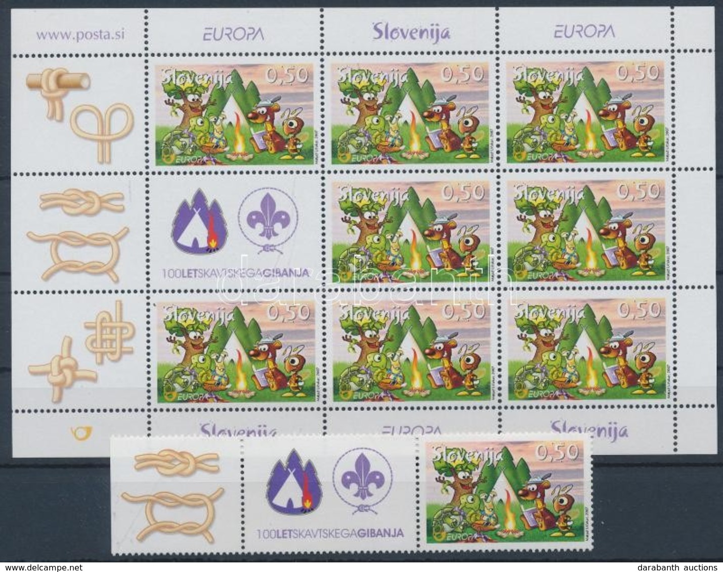 ** 2007 Europa CEPT: Cserkészet ívszéli Szelvényes Bélyeg + Kisív Mi 644 - Sonstige & Ohne Zuordnung