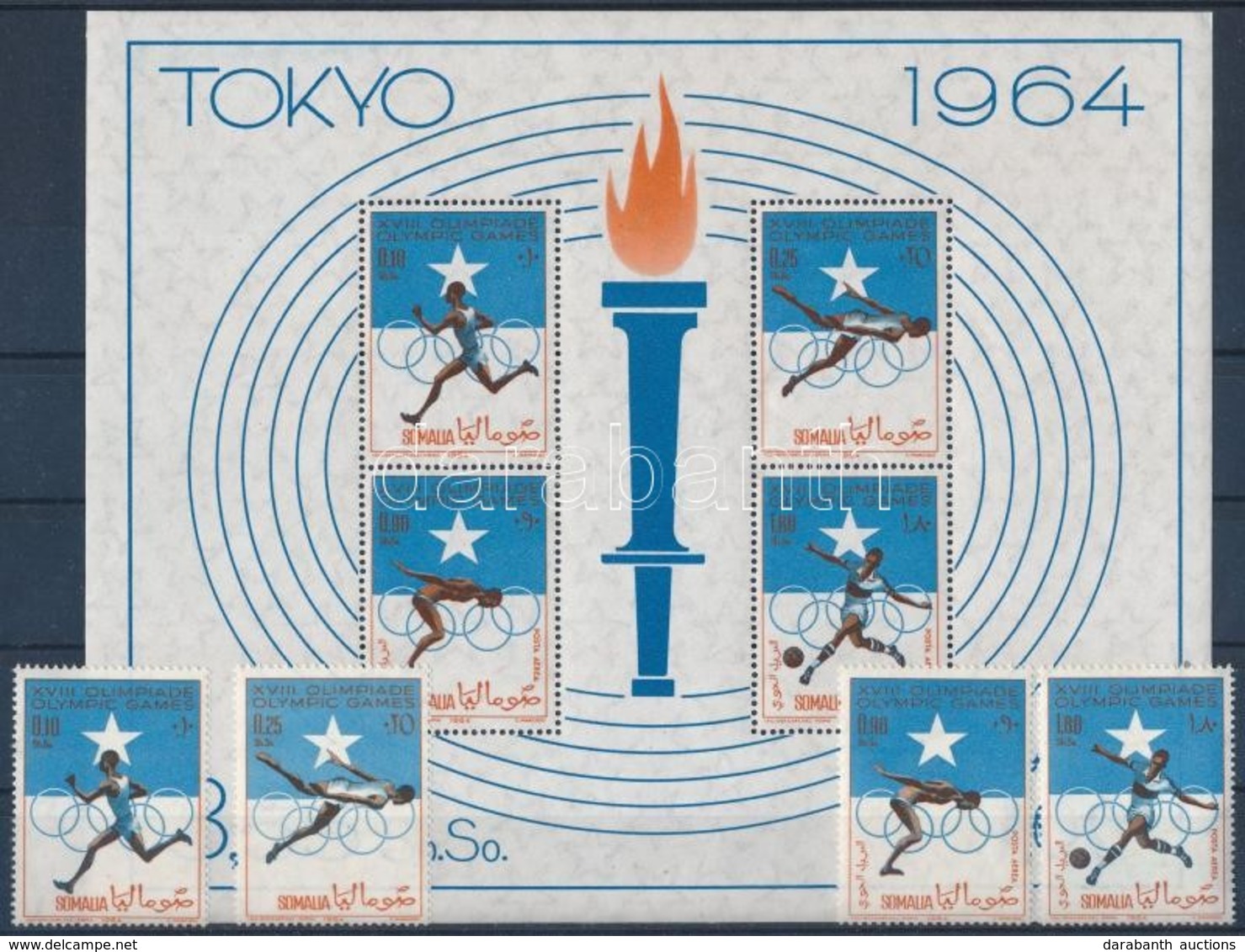 ** 1964 Nyári Olimpia: Tokió Sor Mi 60-63 + Blokk Mi 1 - Other & Unclassified