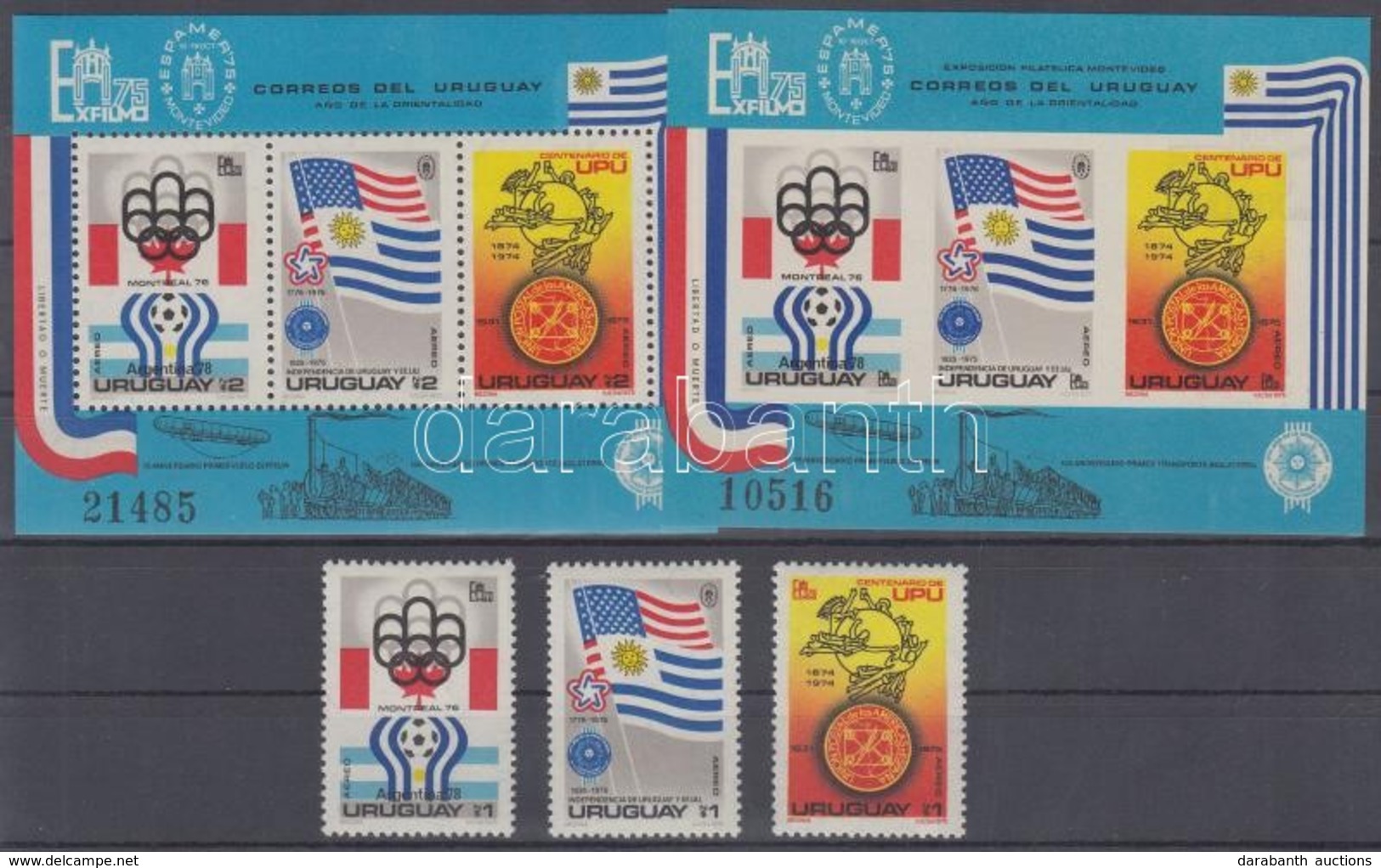 ** 1975 Bélyegkiállítás, UPU, Olimpia, Labdarugó VB Sor Mi 1369-1371 + Vágott és Fogazott Blokk Mi 28 - Other & Unclassified