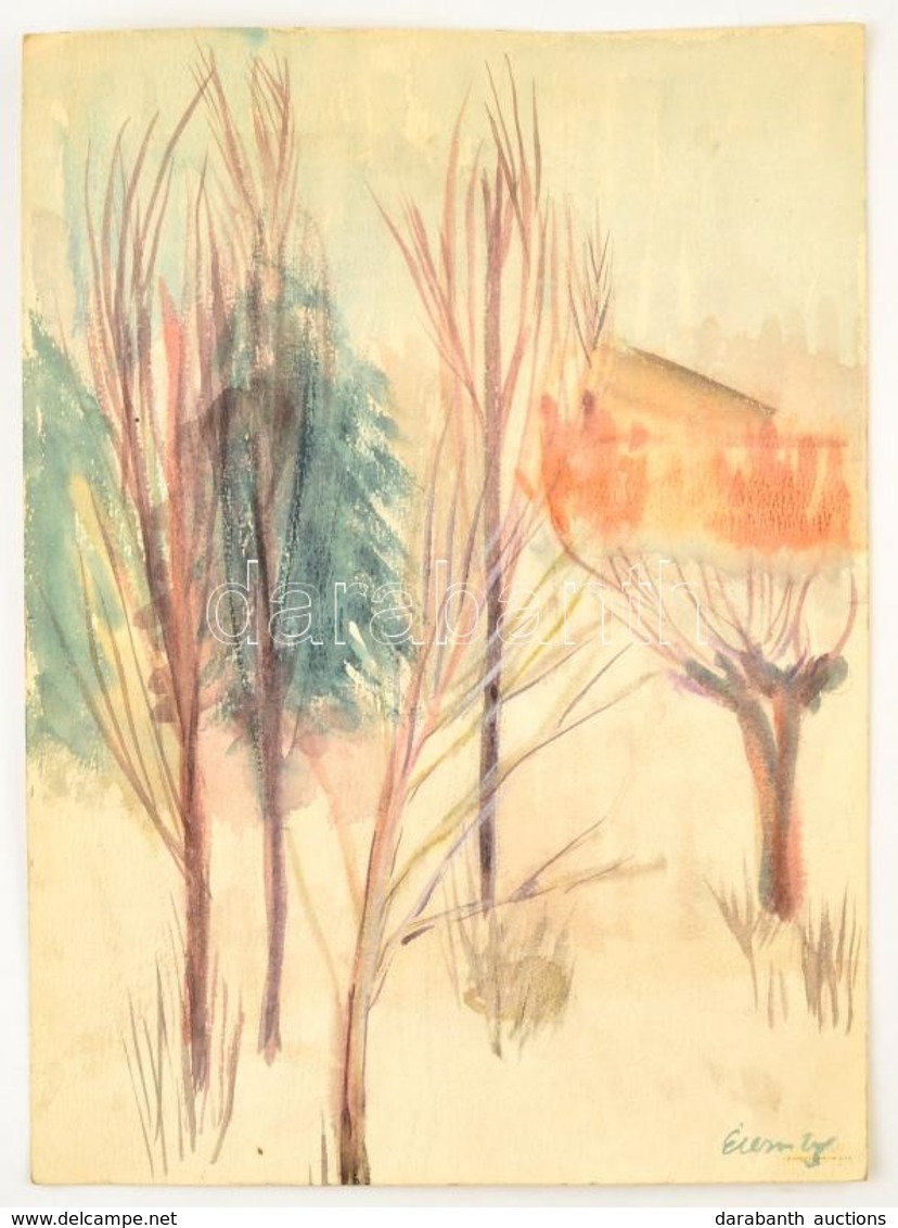 Élesdy Jelzéssel: Kopár Fák. Akvarell, Papír, 42×30 Cm - Other & Unclassified